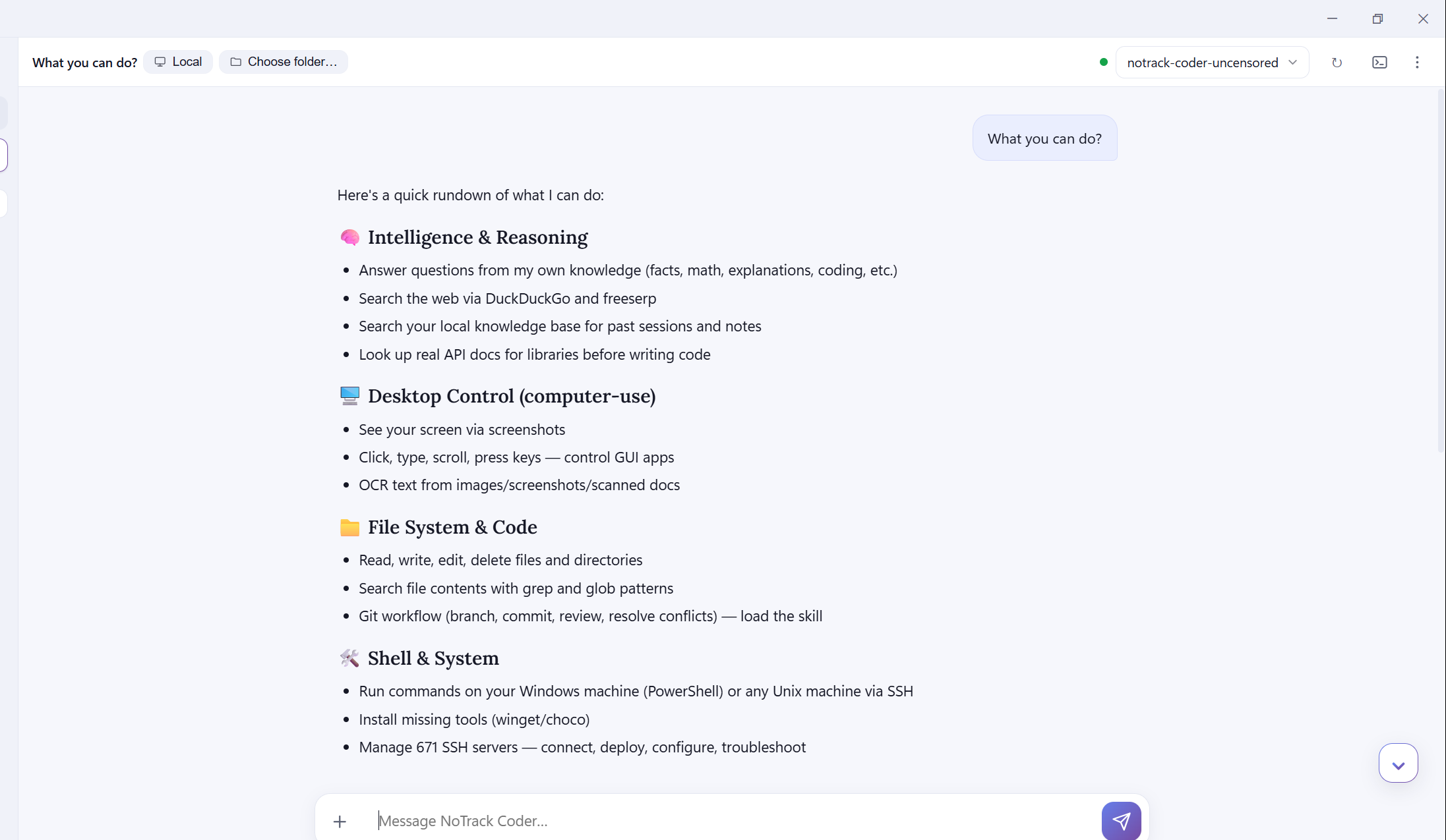 Shared workspace reference: project selection, conversation, and model controls. Preview software may differ from the final product.